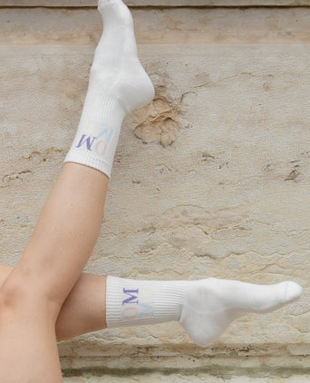 Yoga Sportsocken OM OM Bio Baumwolle Ava - weiß | color:weiß | yoga damen socken OM OM ava | bio baumwolle recyceltes polyester | sportsocken OM OM | yoga damen socken nachhaltig