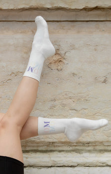 Yoga Sportsocken OM OM Bio Baumwolle Ava - weiß | color:weiß | yoga damen socken OM OM ava | bio baumwolle recyceltes polyester | sportsocken OM OM | yoga damen socken nachhaltig