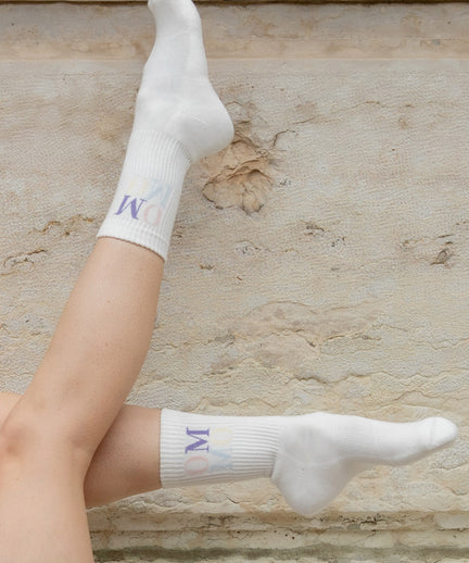 Yoga Sportsocken OM OM Bio Baumwolle Ava - weiß | color:weiß | yoga damen socken OM OM ava | bio baumwolle recyceltes polyester | sportsocken OM OM | yoga damen socken nachhaltig