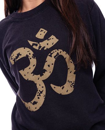 Yoga Loose Sweater OM by Jodie Roberts - schwarz | color:schwarz |damen yoga loose sweater om vintage look by jodie roberts 108 schwarz |bio baumwolle
