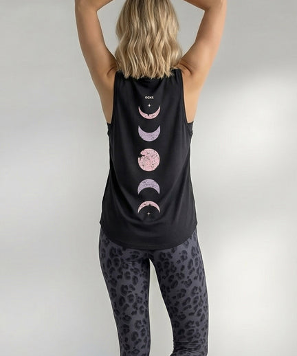 Yoga Athletic Tank 2.0 Moon Bio Baumwolle Tencel™ Tara - schwarz | color:schwarz | yoga damen athletic tank tara | bio baumwolle tencel | tank top moon | yoga damen tank top nachhaltig