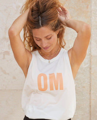 Yoga Athletic Tank OM Bio Baumwolle Tencel™ Tara - weiß | color:weiß | Yoga Athletic Tank OM Bio Baumwolle Tencel™ Tara | OM print | yoga damen tank top nachhaltig