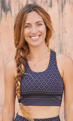 Yoga Bra Long Mosaic Tencel™ Organic Cotton Cali - blue