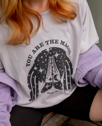 Yoga Boxy T-Shirt You Are The Magic by Nuri Rodríguez Bio Baumwolle Tencel™ Sora - lila | color:lila | yoga damen boxy t-shirt sora 108 | bio baumwolle tencel | t-shirt 108 nuri rodríguez you are the magic | yoga damen t-shirt nachhaltig