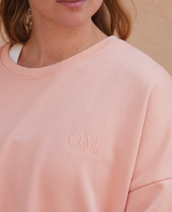 Yoga Loose Sweater OM Bio Baumwolle Pia - rosa | color:rosa | yoga Loose Sweater OM Bio Baumwolle Pia | bio baumwolle | sweatshirt om stick | yoga damen pullover nachhaltig
