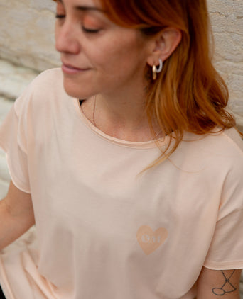 Yoga Loose T-Shirt Buddha OM Bio Baumwolle Tencel™ Sue - rosa | color:rosa | yoga damen loose t-shirt sue | bio baumwolle tencel | t-shirt buddha OM | yoga damen t-shirt nachhaltig