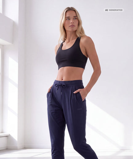 Yoga Basic Harem Pants 2.0 Bio Baumwolle Hanna - dunkelblau Yoga Basic Harem Pants 2.0 Bio Baumwolle Hanna - dunkelblau – AI GENERATED / KI-GENERIERT