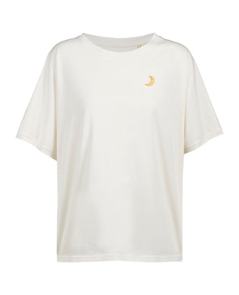 Yoga Boxy T-Shirt Moonlight Bio Baumwolle Tencel™ Sora - weiß | color:weiß | yoga damen boxy t-shirt sora | bio baumwolle tencel | t-shirt moonlight leo moon | yoga damen t-shirt nachhaltig