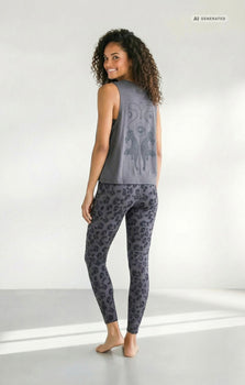 Yoga Boxy Tank Cosmic Leopard Bio Baumwolle Tencel™ Tula - grau Yoga Boxy Tank Cosmic Leopard Bio Baumwolle Tencel™ Tula - grau – AI GENERATED / KI-GENERIERT