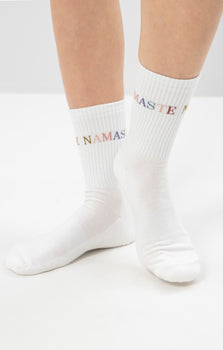 Yoga Sportsocken Namaste Bio Baumwolle Ava - weiß | color:weiß | yoga damen socken namaste ava | bio baumwolle recyceltes polyester | sportsocken namaste | yoga damen socken nachhaltig