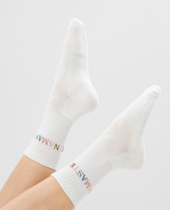 Yoga Sportsocken Namaste Bio Baumwolle Ava - weiß | color:weiß | yoga damen socken namaste ava | bio baumwolle recyceltes polyester | sportsocken namaste | yoga damen socken nachhaltig