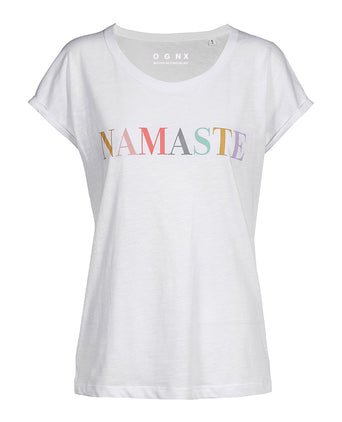 Sommer T-Shirt Namaste Bio Baumwolle - weiß | color:weiß |yoga sommer t-shirt namaste weiß