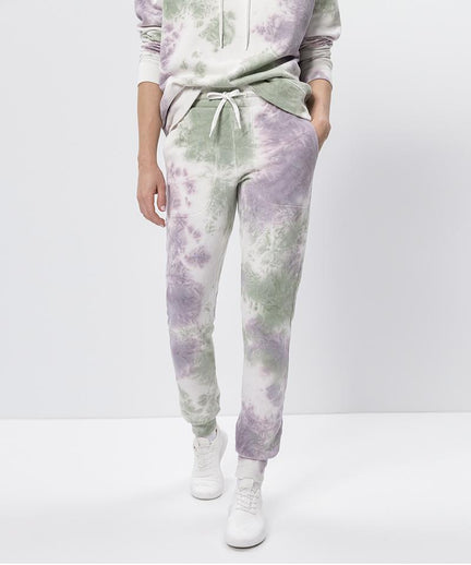 Jog Pants Batik Bio Baumwolle - weiss | color:grün |batik hose weiss grün