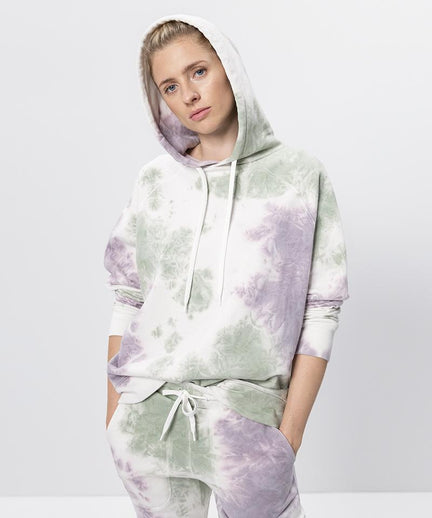 Batik Hoodie Bio Baumwolle - weiss | color:grün |Batik Hoodie grün lila