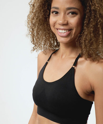 Sport Bra Crossback - Mittlerer Support - schwarz | color:schwarz |yoga bh schwarz mittlerer halt