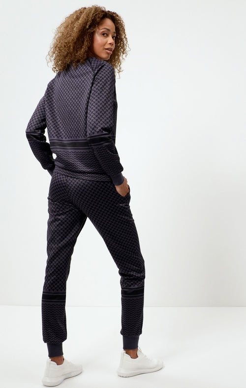 | color:blau |sweater mit keffiah muster blau