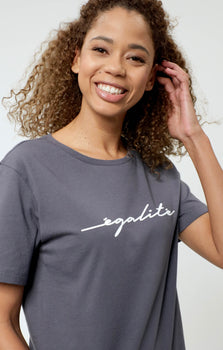 Loose T-Shirt Egalite Bio Baumwolle - grau | color:grau |t-shirt egalite bio baumwolle grau