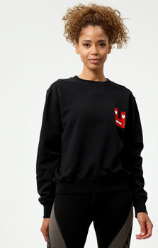 Sweatshirt Smile Bio Baumwolle - schwarz | color:schwarz |yoga sweater smiley schwarz bio baumwolle