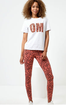 Leggings Leaf Polyamid ♻️ - orange | color:orange |sport leggings yoga polyester orange gemustert