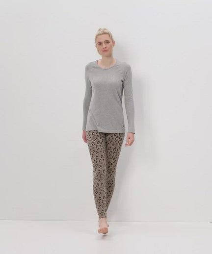 Basic Longsleeve Namaste Bio Baumwolle Polyester ♻️ - grau | color:grau |yoga longsleeve namaste grau |yoga kleidung