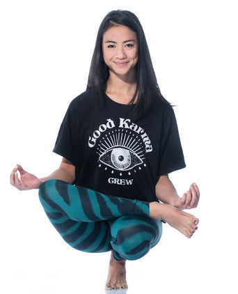 Boxy T-Shirt Good Karma Crew by LYLA Soul Yoga - schwarz | color:schwarz |yoga t-shirt LYLA Soul Yoga schwarz yoga |t-shirt Good Karma Crew ognx 108