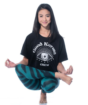 Boxy T-Shirt Good Karma Crew by LYLA Soul Yoga - schwarz | color:schwarz |yoga t-shirt LYLA Soul Yoga schwarz yoga |t-shirt Good Karma Crew ognx 108