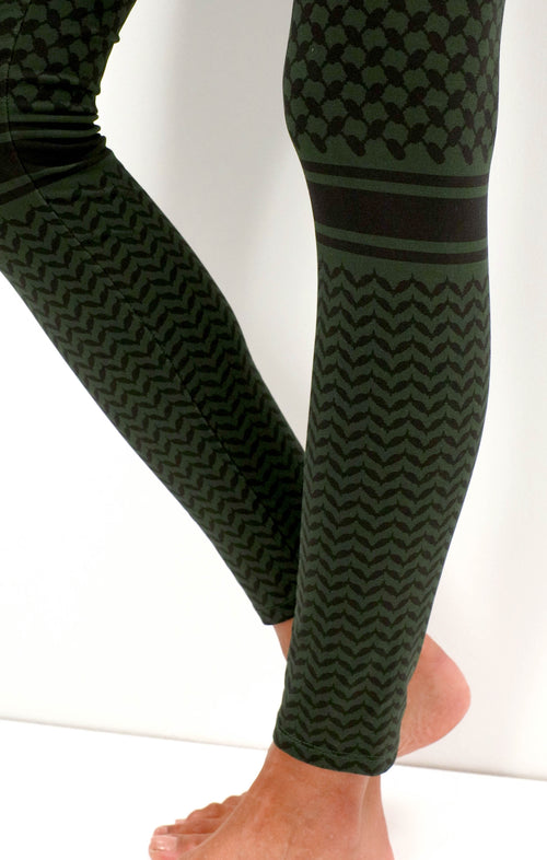 | color:grün |yoga leggings grün baumwolle keffiah
