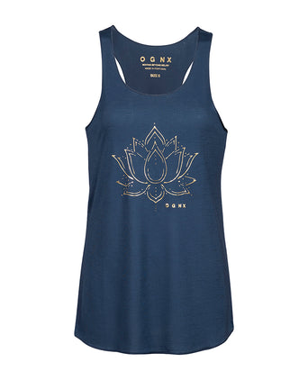 Loose Tank Lotus Flower Tencel™ - blau | color:blau |yoga tank lotus flower tencel |yoga kleidung