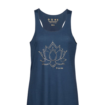 Loose Tank Lotus Flower Tencel™ - blue | color:blau |yoga tank lotus flower tencel |yoga kleidung