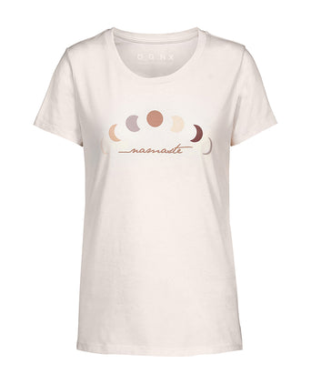 T-Shirt Namaste Moon Bio Baumwolle - weiss | color:weiss |yoga t-shirt namaste mond druck weiss