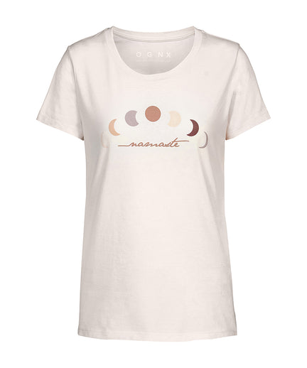 T-Shirt Namaste Moon Bio Baumwolle - weiss | color:weiss |yoga t-shirt namaste mond druck weiss