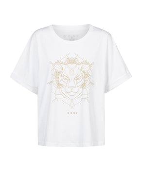Boxy T-Shirt Leopard by Ranja Weis - weiß | color:weiß |yoga t-shirt ranja weis yoga |t-shirt leopard