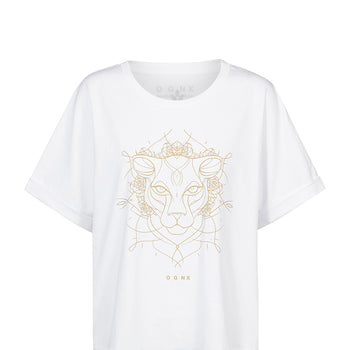 Boxy T-Shirt Leopard by Ranja Weis - white | color:weiß |yoga t-shirt ranja weis yoga |t-shirt leopard