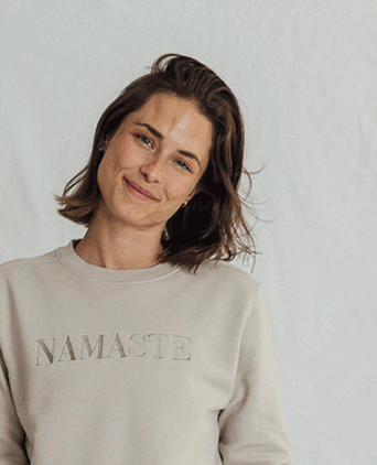 Sweater Namaste Vintage Look Bio Baumwolle - weiss | color:weiß |yoga sweater namaste weiß |bio baumwolle