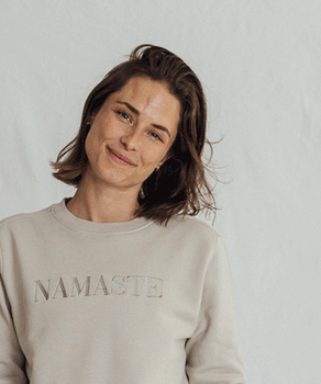 Sweater Namaste Vintage Look Bio Baumwolle - weiss | color:weiß |yoga sweater namaste weiß |bio baumwolle