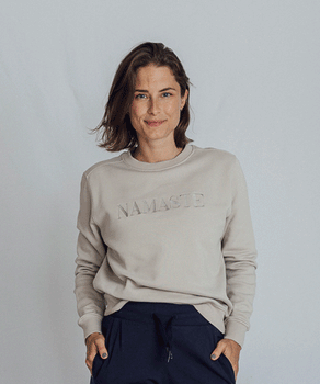 Sweater Namaste Vintage Look Bio Baumwolle - weiss | color:weiß |yoga sweater namaste weiß |bio baumwolle