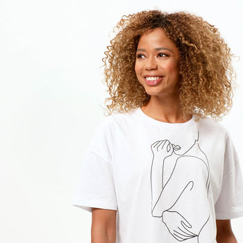 Soft Boxy T-Shirt One Line Bio Baumwolle - weiß | color:weiß |yoga T-shirt weiß one line