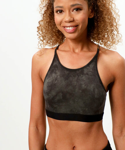 Yoga BH Batik Bio Baumwolle - Leichter Halt - grün | color:grün |yoga soft bh batik grün leichter support