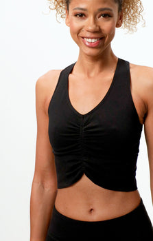 Yoga BH Cropped - Mittlerer Halt - Polyester ♻️ - schwarz | color:schwarz |yoga bh schwarz mittlerer halt
