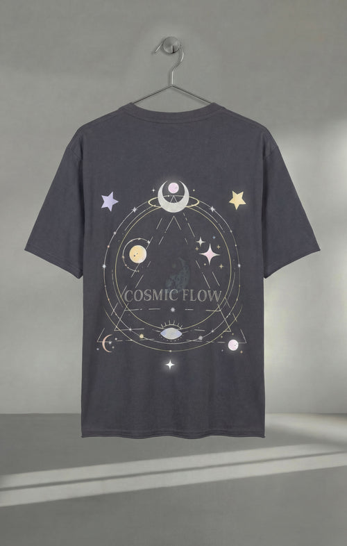 | color:grau | yoga damen boxy shirt sora | bio baumwolle tencel | yoga shirt cosmic flow | yoga damen t-shirt nachhaltig