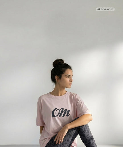 Yoga Boxy T-Shirt OM Bio Baumwolle Tencel™ Sora - rosa – AI GENERATED / KI-GENERIERT