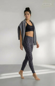 Yoga Soft Leggings Leo Bio Baumwolle Luna - grau – AI GENERATED / KI-GENERIERT