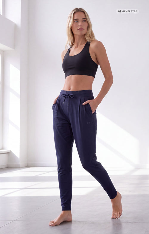 Yoga Basic Harem Pants 2.0 Bio Baumwolle Hanna - dunkelblau – AI GENERATED / KI-GENERIERT