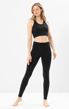 | color:schwarz | yoga damen basic leggings luna | tencel bio baumwolle | leggings basic | yoga damen leggings nachhaltig