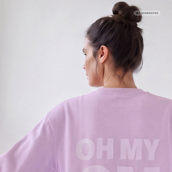 Yoga Boxy Sweater OH MY OM Bio Baumwolle Philia - lila – AI GENERATED / KI-GENERIERT