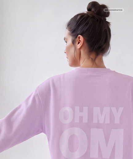 Yoga Boxy Sweater OH MY OM Bio Baumwolle Philia - lila – AI GENERATED / KI-GENERIERT