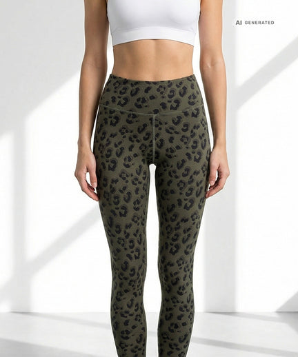 Yoga Soft Leggings Leo Bio Baumwolle Luna - grün – AI GENERATED / KI-GENERIERT