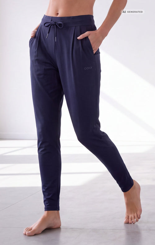 Yoga Basic Harem Pants 2.0 Bio Baumwolle Hanna - dunkelblau – AI GENERATED / KI-GENERIERT