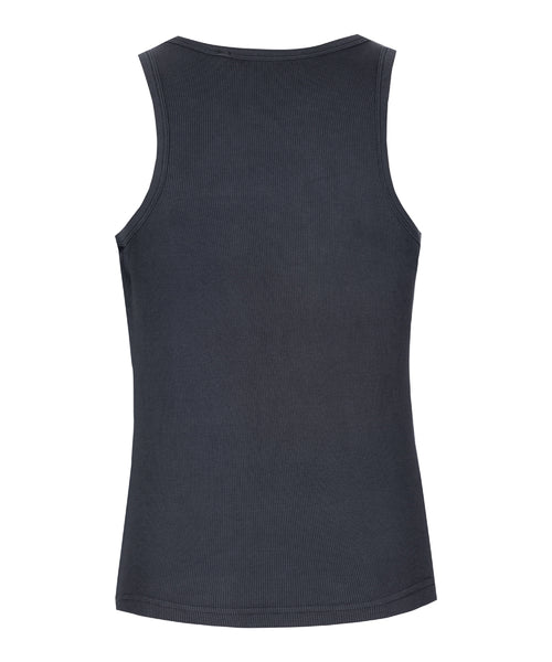 | color:schwarz | yoga damen rib tank OM | bio baumwolle | yoga rib tank | yoga oberteil nachhaltig