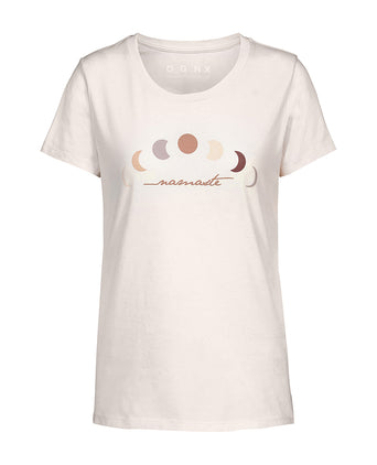 | color:weiss |yoga t-shirt namaste mond druck weiss